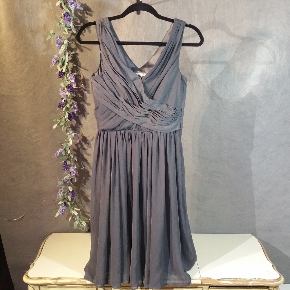 H&M Slate Gray Chiffon Sleeveless Dress.